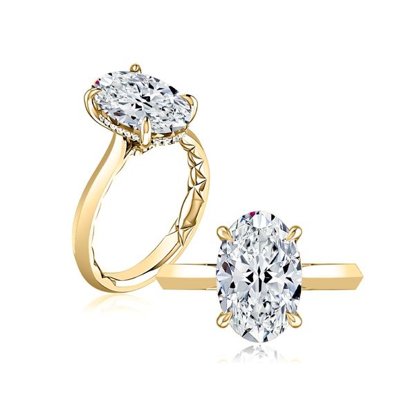 A. Jaffe 14K Yellow Gold Hidden Halo Semi-Mount Ring | 0.10 CTW Diamonds, 4.00 CT CZ Center Bradley's Jewelers Jacksonville, NC