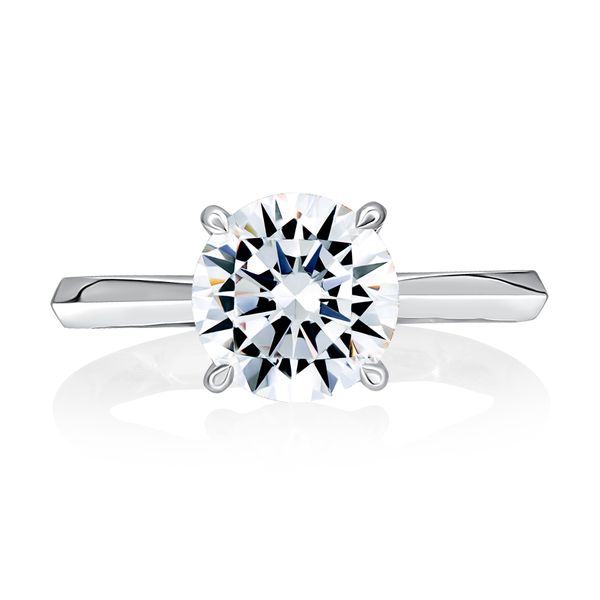 A. Jaffe 14K White Gold Hidden Halo Semi-Mount Ring | 0.07 CTW Diamonds, 3.00 CT Round CZ Center Image 2 Bradley's Jewelers Jacksonville, NC