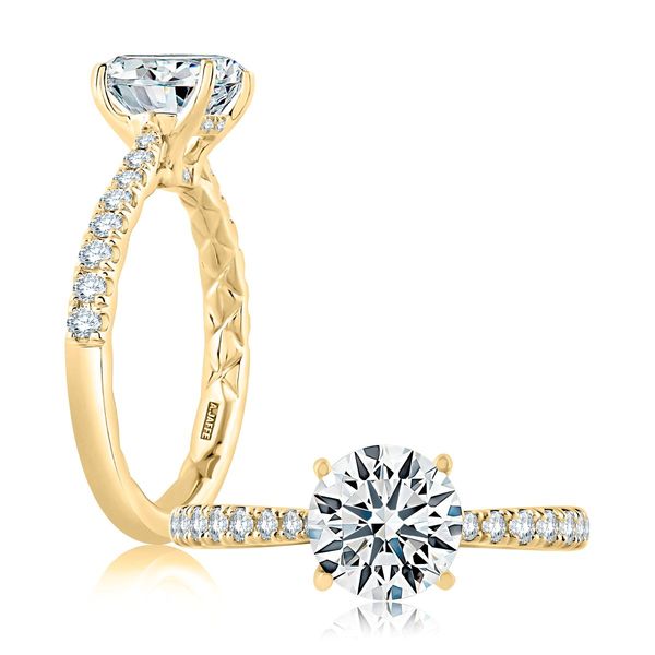 A. Jaffe 14K Yellow Gold Semi-Mount Ring | 0.26 CTW Diamonds, 1.00 CT Round CZ Center Bradley's Jewelers Jacksonville, NC