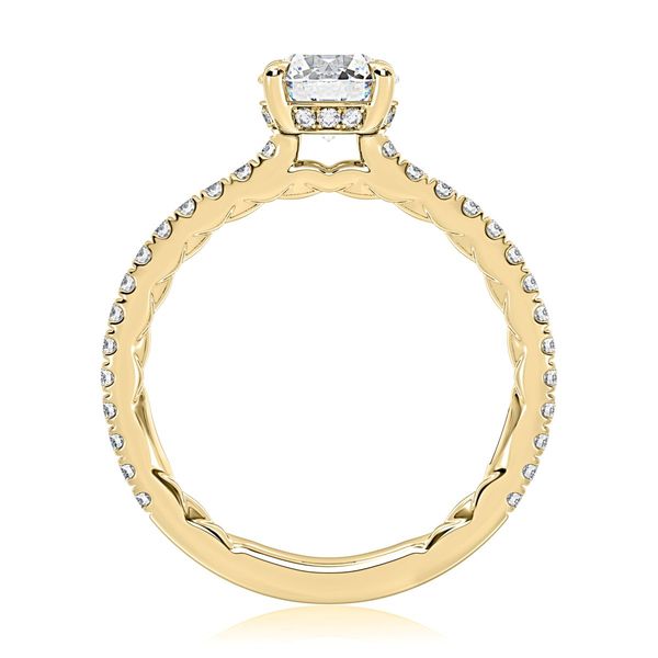 A. Jaffe 14K Yellow Gold Semi-Mount Ring | 0.32 CTW Diamonds, 0.75 CT Round CZ Center Image 2 Bradley's Jewelers Jacksonville, NC