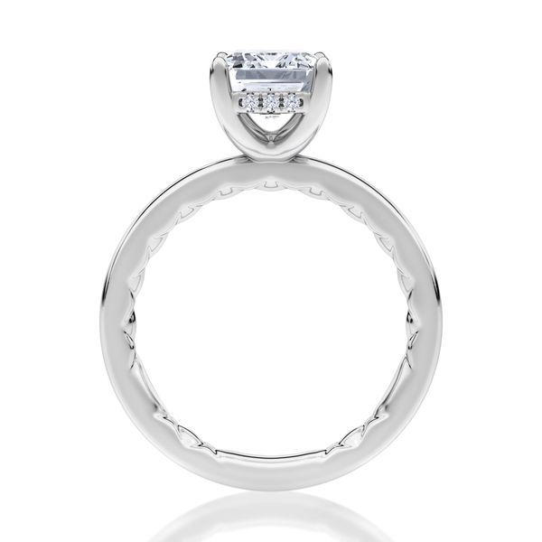 A. Jaffe 14K White Gold Hidden Halo Semi-Mount Ring | 0.08 CTW Diamonds, 2.50 CT Emerald CZ Center Image 3 Bradley's Jewelers Jacksonville, NC