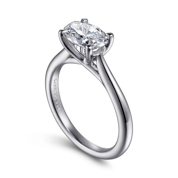 Gabriel & Co. 14K White Gold East-West Oval Solitaire Engagement Ring Mounting Image 3 Bradley's Jewelers Jacksonville, NC