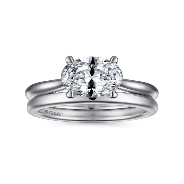 Gabriel & Co. 14K White Gold East-West Oval Solitaire Engagement Ring Mounting Image 4 Bradley's Jewelers Jacksonville, NC