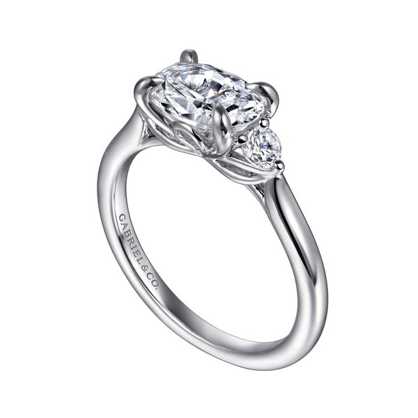 Gabriel & Co Lotus Collection 14K White Gold Oval Semi Mount Ring .22CTW Image 3 Bradley's Jewelers Jacksonville, NC