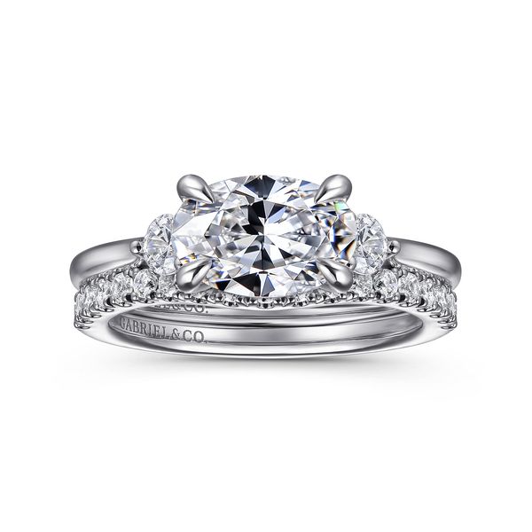 Gabriel & Co Lotus Collection 14K White Gold Oval Semi Mount Ring .22CTW Image 4 Bradley's Jewelers Jacksonville, NC