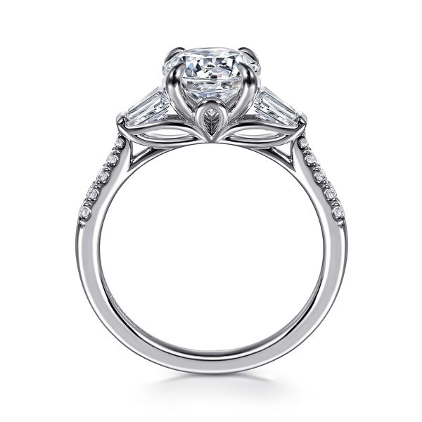 Gabriel & Co 14K White Gold Lotus Semi-Mount Ring .45Ctw Baguette & Round Diamonds 7.4mm CZ Center S1901353 Image 2 Bradley's Jewelers Jacksonville, NC