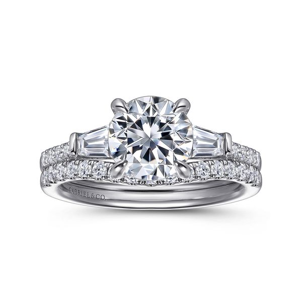 Gabriel & Co 14K White Gold Lotus Semi-Mount Ring .45Ctw Baguette & Round Diamonds 7.4mm CZ Center S1901353 Image 4 Bradley's Jewelers Jacksonville, NC