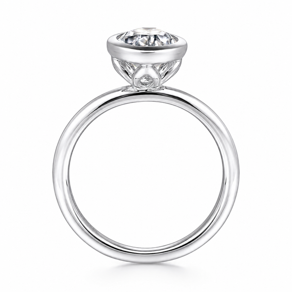 Gabriel & Co. 14K White Gold Oval Bezel Set Engagement Ring Mounting Image 2 Bradley's Jewelers Jacksonville, NC