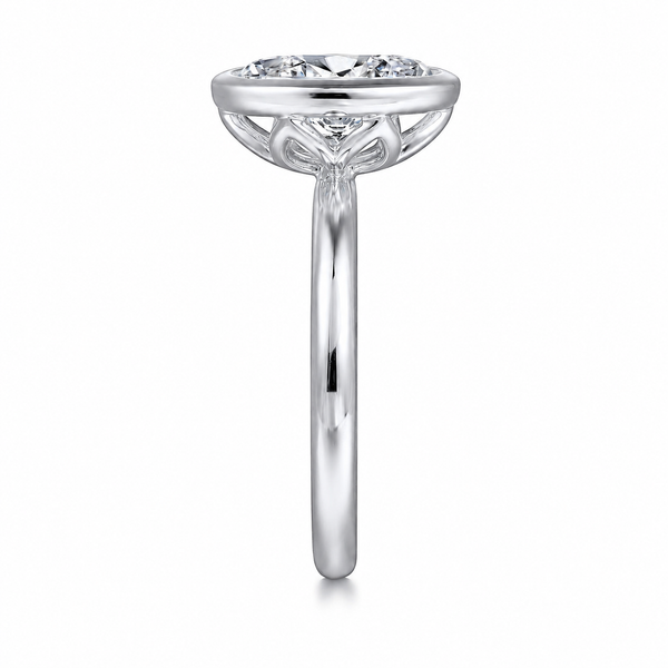 Gabriel & Co. 14K White Gold Oval Bezel Set Engagement Ring Mounting Image 3 Bradley's Jewelers Jacksonville, NC