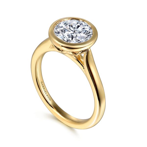 Gabriel & Co. 14K Yellow Gold Round Bezel Set Engagement Ring Mounting Image 3 Bradley's Jewelers Jacksonville, NC