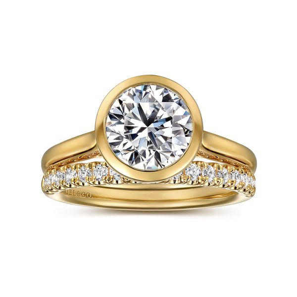 Gabriel & Co. 14K Yellow Gold Round Bezel Set Engagement Ring Mounting Image 4 Bradley's Jewelers Jacksonville, NC