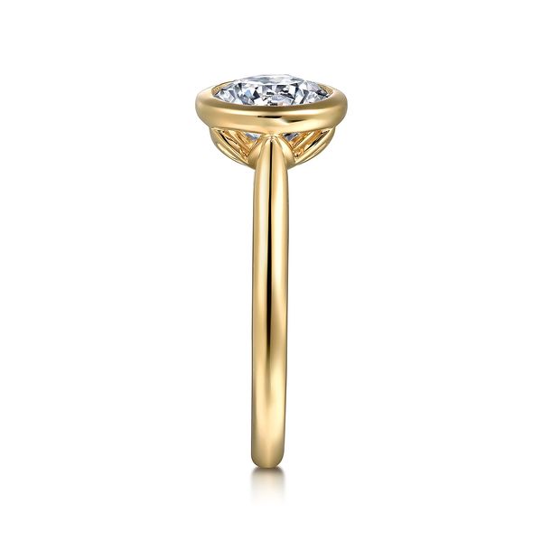Gabriel & Co. 14K Yellow Gold Round Bezel Set Engagement Ring Mounting Image 5 Bradley's Jewelers Jacksonville, NC