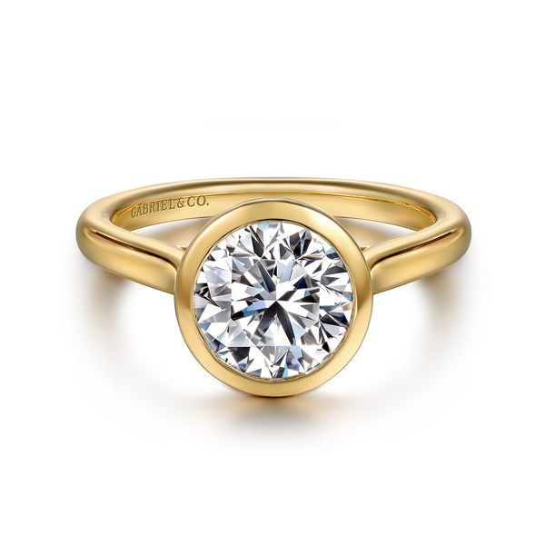 Gabriel & Co. 14K Yellow Gold Round Bezel Set Engagement Ring Mounting Bradley's Jewelers Jacksonville, NC