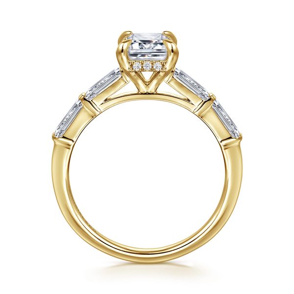 Gabriel & Co 14K Yellow Gold Diamond Engagement Ring Contemporary Collection .62Tw Baguettes CZ Center S1939045 Image 2 Bradley's Jewelers Jacksonville, NC