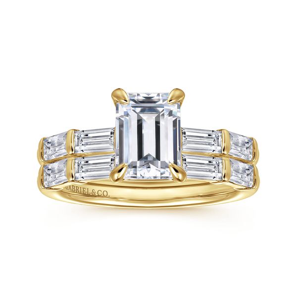 Gabriel & Co 14K Yellow Gold Diamond Engagement Ring Contemporary Collection .62Tw Baguettes CZ Center S1939045 Image 4 Bradley's Jewelers Jacksonville, NC