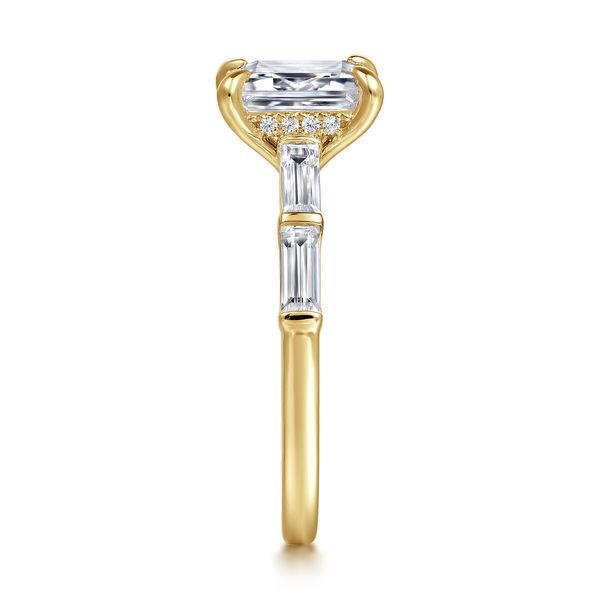 Gabriel & Co 14K Yellow Gold Diamond Engagement Ring Contemporary Collection .62Tw Baguettes CZ Center S1939045 Image 5 Bradley's Jewelers Jacksonville, NC