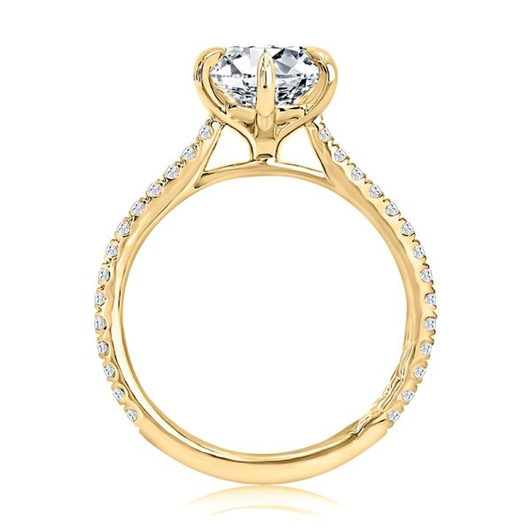 A. Jaffe 14K Yellow Gold 6-Prong Semi-Mount Ring | 0.29 CTW Diamonds, 2.50 CT Round CZ Center Image 3 Bradley's Jewelers Jacksonville, NC