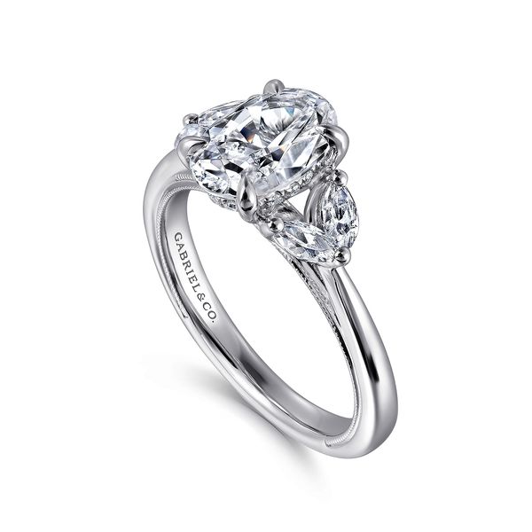 Gabriel & Co. 14K White Gold Oval Diamond Engagement Ring .33 Ctw | Contemporary Collection Image 3 Bradley's Jewelers Jacksonville, NC