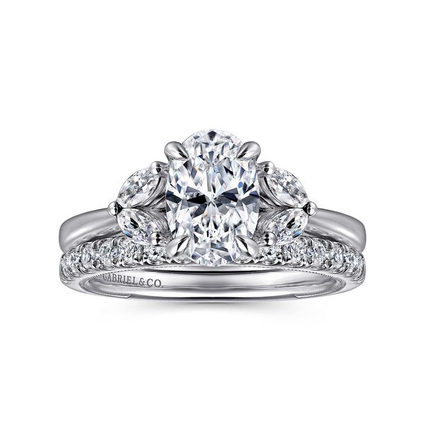 Gabriel & Co. 14K White Gold Oval Diamond Engagement Ring .33 Ctw | Contemporary Collection Image 4 Bradley's Jewelers Jacksonville, NC