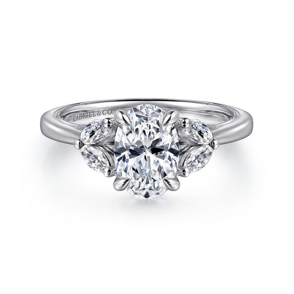 Gabriel & Co. 14K White Gold Oval Diamond Engagement Ring .33 Ctw | Contemporary Collection Bradley's Jewelers Jacksonville, NC