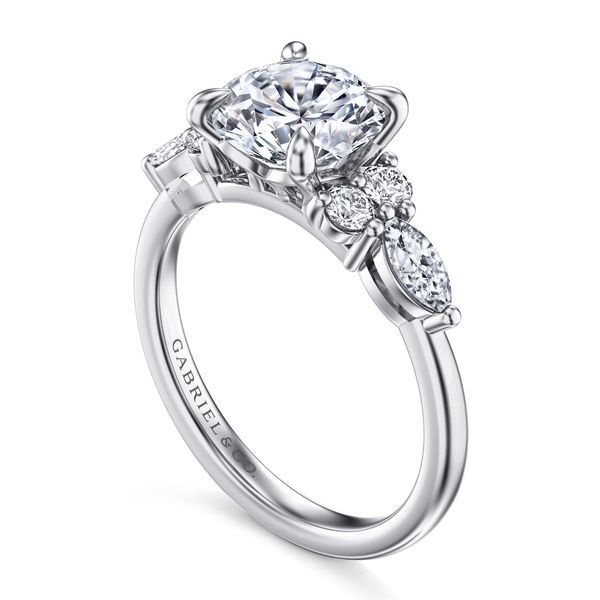 Gabriel & Co. 14K White Gold Round Diamond Engagement Ring .46 Ctw | Contemporary Collection Image 3 Bradley's Jewelers Jacksonville, NC