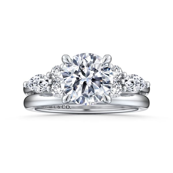 Gabriel & Co. 14K White Gold Round Diamond Engagement Ring .46 Ctw | Contemporary Collection Image 4 Bradley's Jewelers Jacksonville, NC