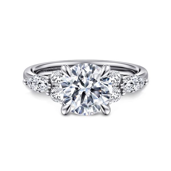 Gabriel & Co. 14K White Gold Round Diamond Engagement Ring .46 Ctw | Contemporary Collection Bradley's Jewelers Jacksonville, NC