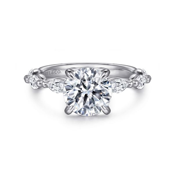 Gabriel & Co 14K White Gold Double Prong Diamond Engagement Ring .59CTW Bradley's Jewelers Jacksonville, NC