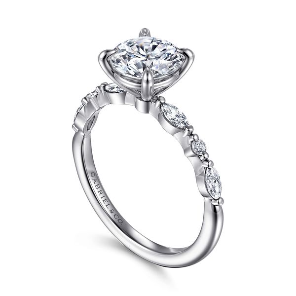 Gabriel & Co 14K White Gold Diamond Semi Mount Engagement Ring .30CTW Image 3 Bradley's Jewelers Jacksonville, NC