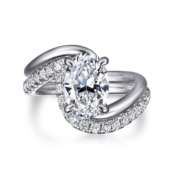 Gabriel & Co. 14K White Gold Oval Hidden Halo Bypass Engagement Ring Mounting Image 4 Bradley's Jewelers Jacksonville, NC