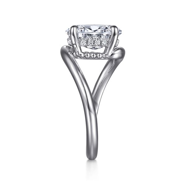 Gabriel & Co. 14K White Gold Oval Hidden Halo Bypass Engagement Ring Mounting Image 5 Bradley's Jewelers Jacksonville, NC