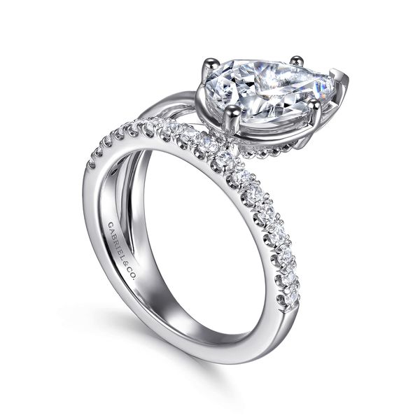 Gabriel & Co 14K White Gold Pear Shape Wrap Semi Mount Ring .29CTW Image 3 Bradley's Jewelers Jacksonville, NC