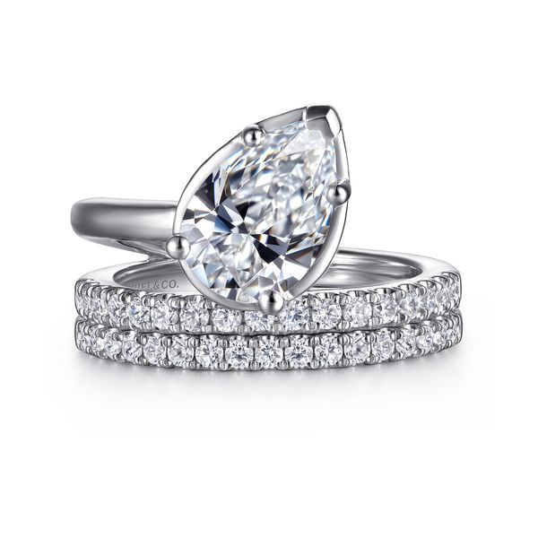 Gabriel & Co 14K White Gold Pear Shape Wrap Semi Mount Ring .29CTW Image 4 Bradley's Jewelers Jacksonville, NC