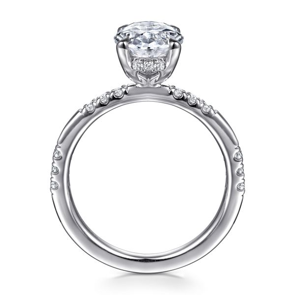Gabriel & Co. 14K White Gold Oval Diamond Engagement Ring | Contemporary Collection Image 2 Bradley's Jewelers Jacksonville, NC