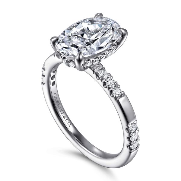 Gabriel & Co. 14K White Gold Oval Diamond Engagement Ring | Contemporary Collection Image 3 Bradley's Jewelers Jacksonville, NC