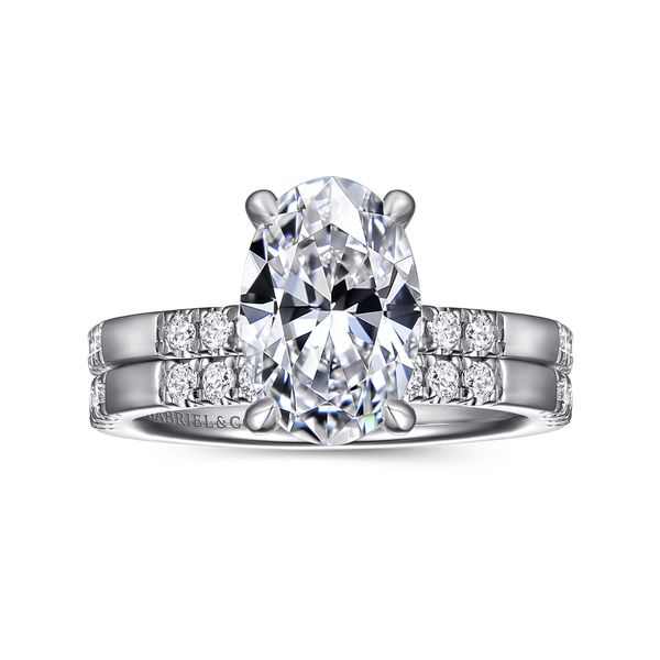 Gabriel & Co. 14K White Gold Oval Diamond Engagement Ring | Contemporary Collection Image 4 Bradley's Jewelers Jacksonville, NC