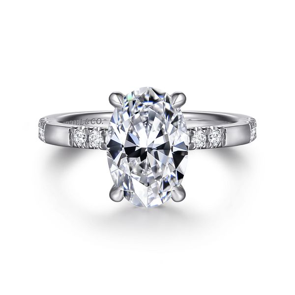 Gabriel & Co. 14K White Gold Oval Diamond Engagement Ring | Contemporary Collection Bradley's Jewelers Jacksonville, NC