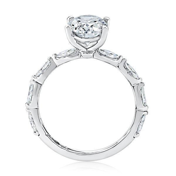 A. Jaffe 14K White Gold Semi-Mount Ring | 0.80 CTW Marquise Diamonds, 1.50 CT Oval CZ Center Image 3 Bradley's Jewelers Jacksonville, NC