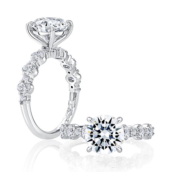 A. Jaffe 14K White Gold Semi-Mount Ring | 0.77 CTW Diamonds, 2.50 CT CZ Center Bradley's Jewelers Jacksonville, NC