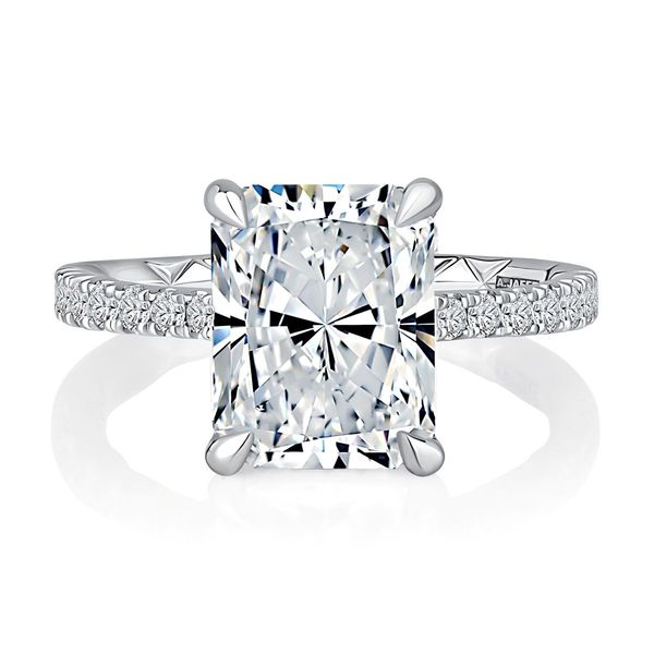 A. Jaffe 14K White Gold Radiant Cut Hidden Halo Semi-Mount Ring | 0.40 CTW G-H VS2 Diamonds Image 3 Bradley's Jewelers Jacksonville, NC