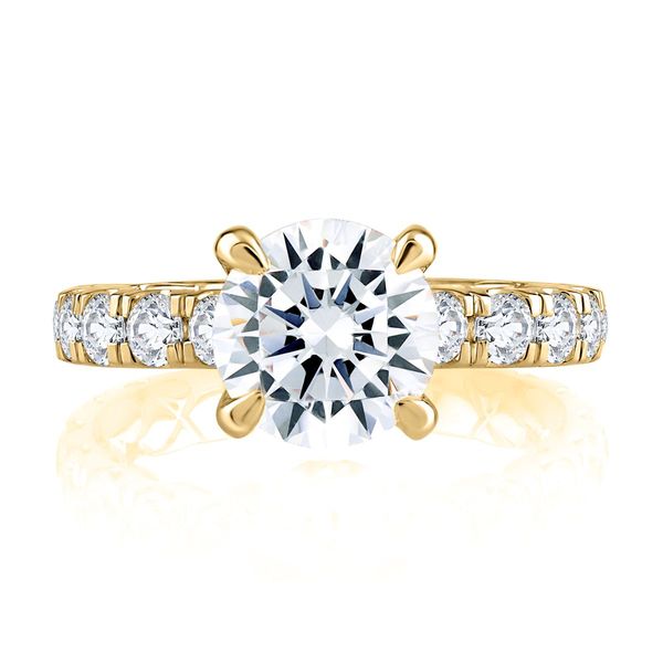A. Jaffe 14K Yellow Gold Semi-Mount Ring | 1.46 CTW Diamonds, 3.00 CT Round CZ Center Image 2 Bradley's Jewelers Jacksonville, NC