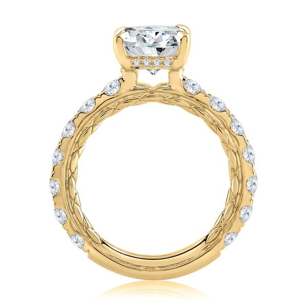 A. Jaffe 14K Yellow Gold Semi-Mount Ring | 1.46 CTW Diamonds, 3.00 CT Round CZ Center Image 3 Bradley's Jewelers Jacksonville, NC