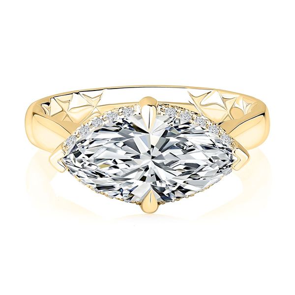 A. Jaffe 14K Yellow Gold East West Marquise Hidden Halo Ring | 0.20 CTW G/SI3 Diamonds Image 2 Bradley's Jewelers Jacksonville, NC
