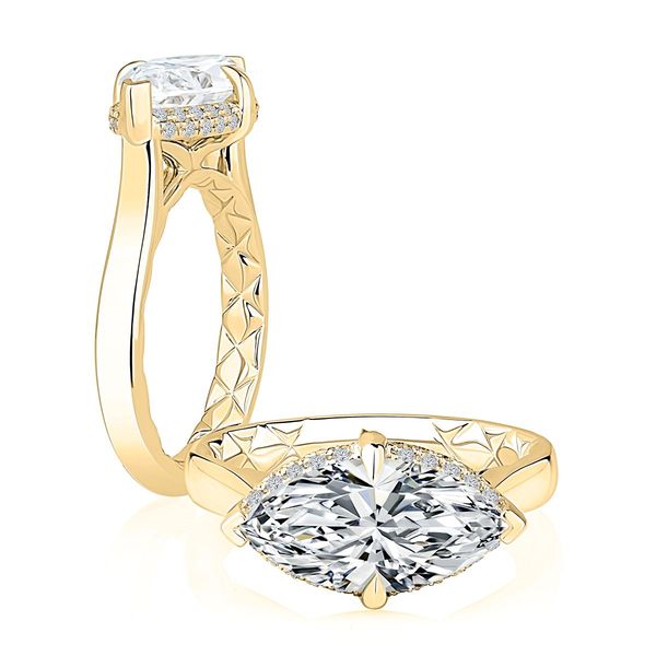 A. Jaffe 14K Yellow Gold East West Marquise Hidden Halo Ring | 0.20 CTW G/SI3 Diamonds Bradley's Jewelers Jacksonville, NC