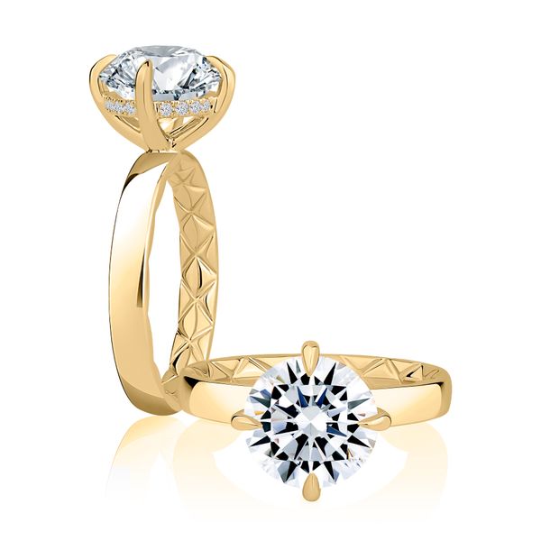 A. Jaffe 14K Yellow Gold Hidden Halo Semi-Mount Ring | 0.08 CTW G/SI3 Diamonds Bradley's Jewelers Jacksonville, NC