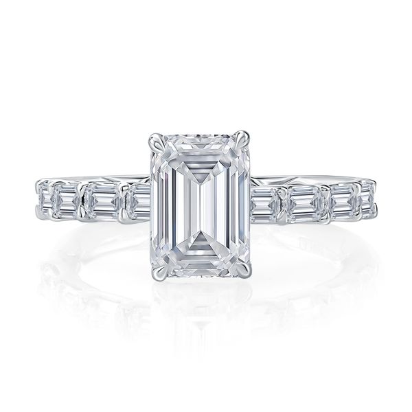 A. Jaffe 14K White Gold Semi-Mount Ring | 0.83 CTW Baguette Diamonds European Shank Image 2 Bradley's Jewelers Jacksonville, NC