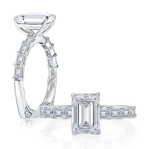 A. Jaffe 14K White Gold Semi-Mount Ring | 0.83 CTW Baguette Diamonds European Shank Bradley's Jewelers Jacksonville, NC