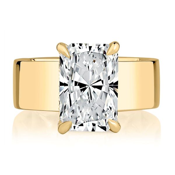 7mm 14K Yellow Gold Hidden Halo Ring | 0.19 CTW G/SI2 Round Diamonds Bradley's Jewelers Jacksonville, NC