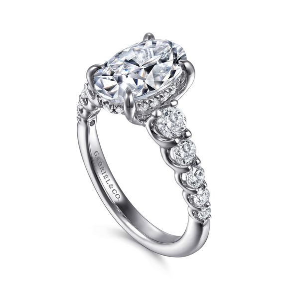 Gabriel & Co 14K White/Yellow Gold Oval Diamond Engagement Ring .79Ctw Contemporary Collection S2238254 Image 3 Bradley's Jewelers Jacksonville, NC