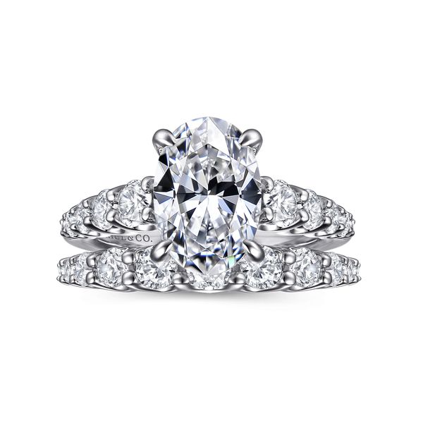 Gabriel & Co 14K White/Yellow Gold Oval Diamond Engagement Ring .79Ctw Contemporary Collection S2238254 Image 4 Bradley's Jewelers Jacksonville, NC